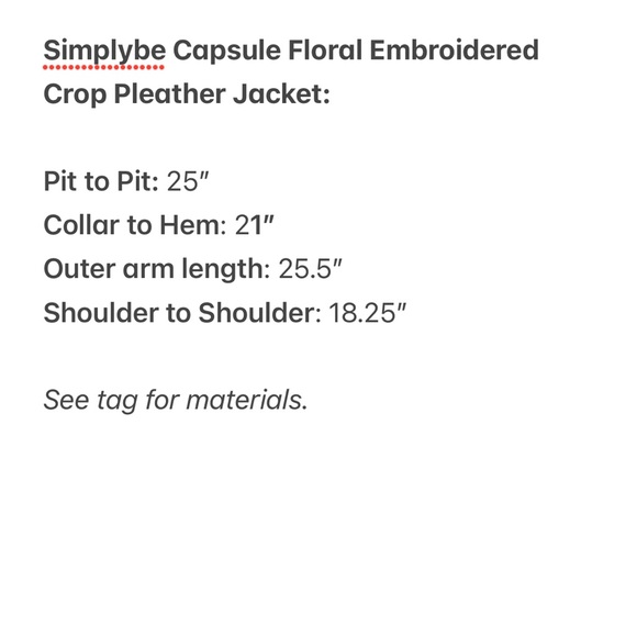 SimplyBe Capsule Embroidered Crop Pleather Jacket NWT - Picture 8 of 8